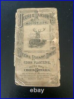 1883 John Deere Mansur Farmers Pocket Companion Advertising Ledger Sign Plow