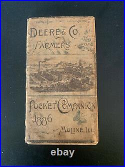 1886 John Deere Co Farmers Pocket Companion Calendar Antique Ledger Plow Sign