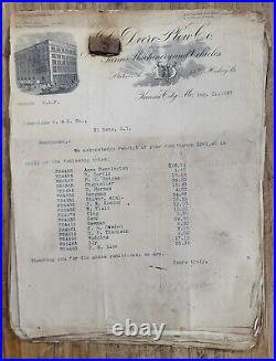 1899 Kansas City Missouri John Deere Plow Letterhead Ledger