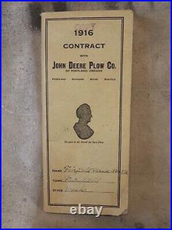 1916 dealer CONTRACT with JOHN DEERE Plow Co. Of PORTLAND, OR & Fairfield Wa