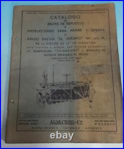 1920s Old Rare Argentina John Deere Triunfo Tractor Agar Cross Drag Plow Catalog