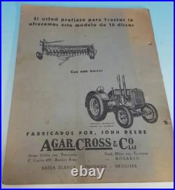 1920s Old Rare Argentina John Deere Triunfo Tractor Agar Cross Drag Plow Catalog
