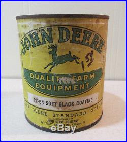 1940s-50s JOHN DEERE 1 Qt Plow Paint Black Can Farm Original Old Sign