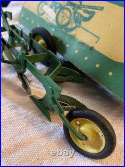 1950s ESKA John Deere 2Btm Toy Plow 1/16 Die-Cast with Original Box VINTAGE RARE