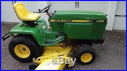 1991 John Deere 430 Lawn Tractor, Diesel, 60 Deck, 48 Power Angle Snow Plow