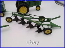 1/16 Ertl Farm Toy John Deere Tractor, Disk, Plow, Wagon Cast Wheel Set