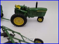 1/16 Ertl Farm Toy John Deere Tractor, Disk, Plow, Wagon Cast Wheel Set