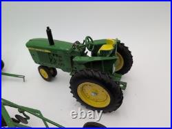 1/16 Ertl Farm Toy John Deere Tractor, Disk, Plow, Wagon Cast Wheel Set