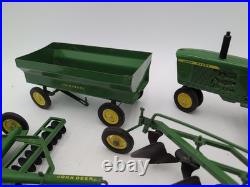 1/16 Ertl Farm Toy John Deere Tractor, Disk, Plow, Wagon Cast Wheel Set
