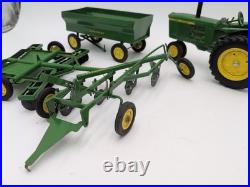 1/16 Ertl Farm Toy John Deere Tractor, Disk, Plow, Wagon Cast Wheel Set