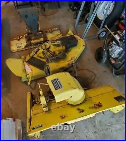 214 John Deere withmower deck, snow thrower&plow+attachments, needs a little tlc