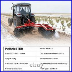 5 FT Notched Disc Harrow Plow 3 Point Cat 1 For Kubota John Deere Tractors