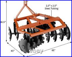 5 FT Notched Disc Harrow Plow For Cat 0 &Cat 1 Fit For Kubota John Deere Tractor