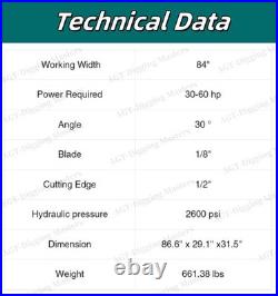 AGT SPA84 84 Hydraulic Skid Steer Snow Dozer Blade Attachment Quick Tach