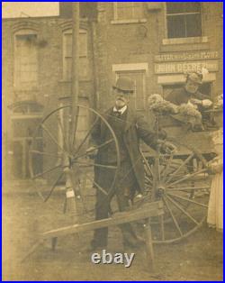 Antique Photo Cabinet Card MEN ID GREEN OLD SPINNING WHEEL JOHN DEERE PLOWS 1898 Antique Photo Cabinet Card MEN ID GREEN OLD SPINNING WHEEL JOHN DEERE PLOWS 1898