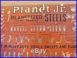 Early Planet Jr. Planetized Steels Sweeps Furrowers Plow Tin Advertising Sign