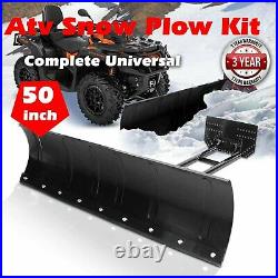 For ATV UTV Snow Plow Kit 50'' Steel Blade Complete Universal Mount Package