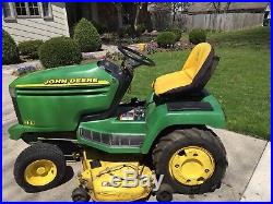 JOHN DEERE 325 lawn mower tractor 48 inch deck snow plow blade tire chains cart