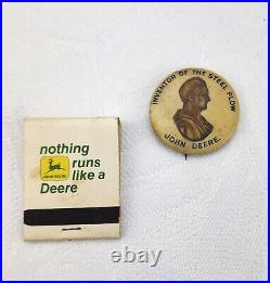 JOHN DEERE Inventor Of The Steel Plow Pinback Button Pin 1896 RARE VERSION JOHN DEERE Inventor Of The Steel Plow Pinback Button Pin 1896 RARE VERSION
