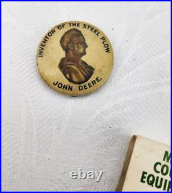 JOHN DEERE Inventor Of The Steel Plow Pinback Button Pin 1896 RARE VERSION JOHN DEERE Inventor Of The Steel Plow Pinback Button Pin 1896 RARE VERSION