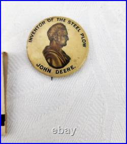 JOHN DEERE Inventor Of The Steel Plow Pinback Button Pin 1896 RARE VERSION JOHN DEERE Inventor Of The Steel Plow Pinback Button Pin 1896 RARE VERSION