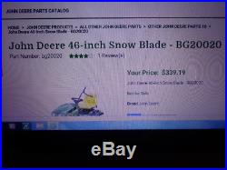 John Deere 100 L100 LA100 D100 SERIES 46 SNOW PLOW BLADE ASSEMBLY #BG20020