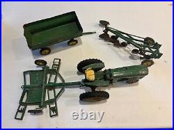 John Deere 1970s ERTL Tractor Plow Cart -4 Pieces Vintage USA Cast iron