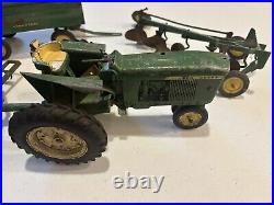 John Deere 1970s ERTL Tractor Plow Cart -4 Pieces Vintage USA Cast iron