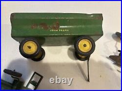 John Deere 1970s ERTL Tractor Plow Cart -4 Pieces Vintage USA Cast iron
