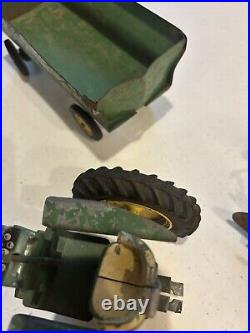 John Deere 1970s ERTL Tractor Plow Cart -4 Pieces Vintage USA Cast iron