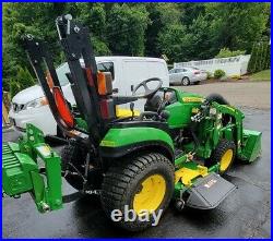 John Deere 2025R Comp Tractor with Plow, Bk Blade, 60 Mower, 67Hours LOW RESERVE