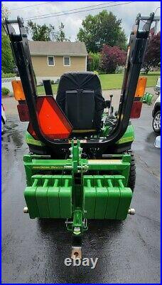 John Deere 2025R Comp Tractor with Plow, Bk Blade, 60 Mower, 67Hours LOW RESERVE