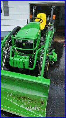 John Deere 2025R Compact Tractor with Plow, Back Blade, 60 Mid Mower, Low Hours