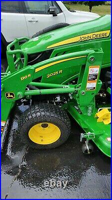 John Deere 2025R Compact Tractor with Plow, Back Blade, 60 Mid Mower, Low Hours