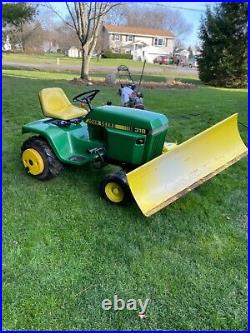 John Deere 318 Lawn Tractor 18HP Hydro with 48Mower Deck, 52Plow and Dump Cart