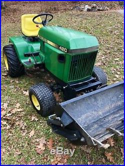 John Deere 420 23hp Garden Tractor with bucket, plow, mower, snowblower 318 445