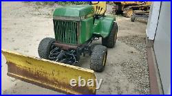 John Deere 420 garden tractor, pto, ps, snow plow, 3 pt hitch, mower 860 hrs
