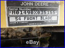 John Deere 425 445 455 Model 54 Power Angle Snow Blade Plow & Quik-tatch Hitch