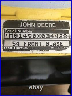 John Deere 47 Hydro-Cut Snow Blower & 54 Deere Snow Plow W Pto Drive & Bracket