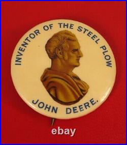 John Deere Advertising Button Inventor Of The Steel Plow Whitehead & Hoag Rare
