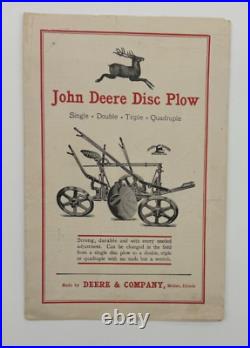 John Deere Antique Disc Plow Pamphlet- Single/Double/Triple Disc Early 20th C