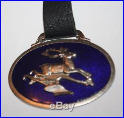 John Deere Blue Enamel Jumping Deer Over Plow Pocket Watch Fob 1910-1940 Logo
