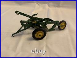 John Deere Diecast Metal Plow Toy Green Yellow Vintage Farm Vehicle with Box