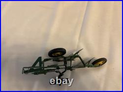 John Deere Diecast Metal Plow Toy Green Yellow Vintage Farm Vehicle with Box