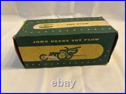 John Deere Diecast Metal Plow Toy Green Yellow Vintage Farm Vehicle with Box