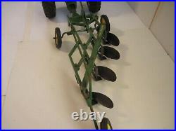 John Deere Farm Toy Tractor 3010 Custom with 4 bottom trailer plow 1/16 Ertl