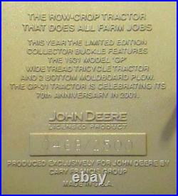 John Deere GP Tractor & Plow Belt Buckle 2001 Timeless Legends Collector Series