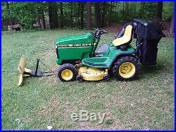 John Deere GT275 garden tractor with bagger, 42 snow plow