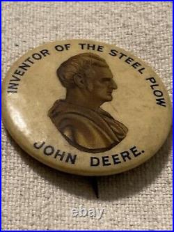 John Deere Inventor Of The Steel Plow Vintage Pin / Button Badge Tractor Old