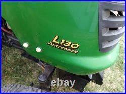 John Deere L130 46 Riding Mower W Deck Plow Bagger Chains Belts Parts Running John Deere L130 46 Riding Mower W Deck Plow Bagger Chains Belts Parts Running